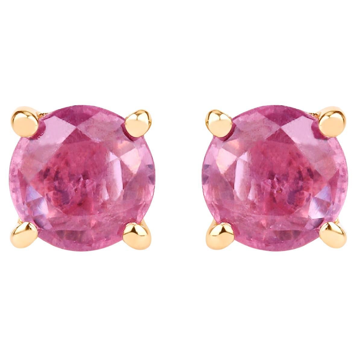 Boucles d'oreilles saphir rose 1.29 carats or jaune 10K