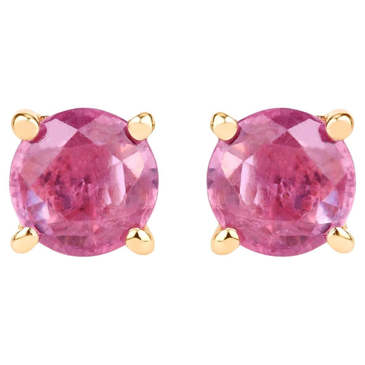 Rosa Saphir-Ohrstecker 1,29 Karat 10K Gelbgold im Angebot
