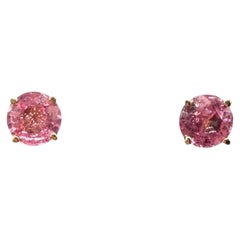 Pink Sapphire Stud Earrings 14K Yellow Gold 1.25ctw Push Backs New