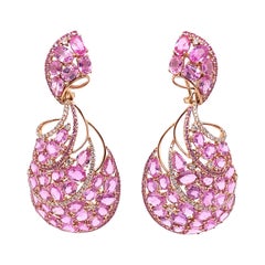 Pink Sapphire Swirl Large Earrings