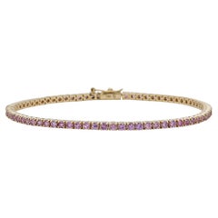 Pink Sapphire Tennis Bracelet - 14K Yellow Gold - 6.5"
