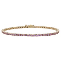 Pink Sapphire Tennis Bracelet, 14K Yellow Gold