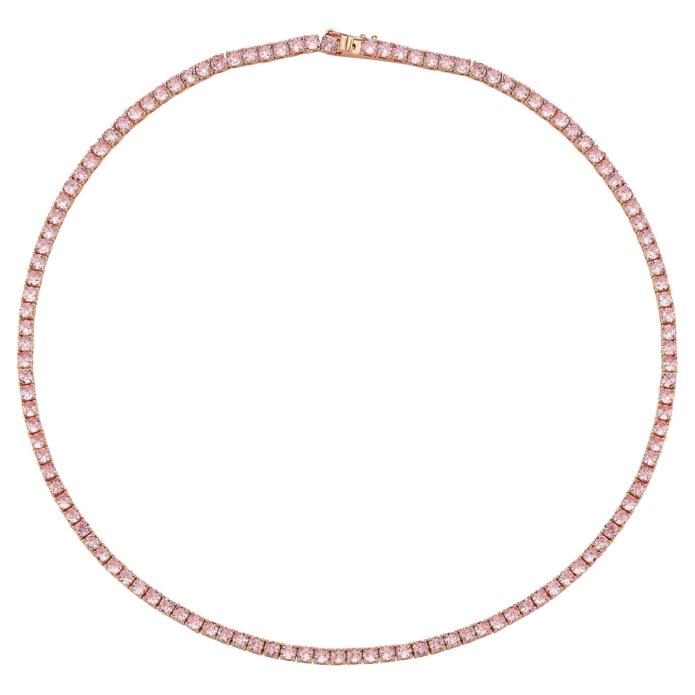 Pink Sapphire Tennis Necklace For Sale
