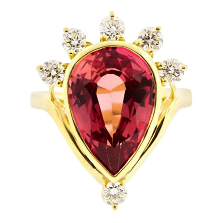 Pink Sapphire Tiara Diamond Ring For Sale
