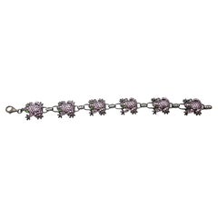 Pink Sapphire, Tsavorite and White Sapphire Frog Bracelet set in Silver Settings