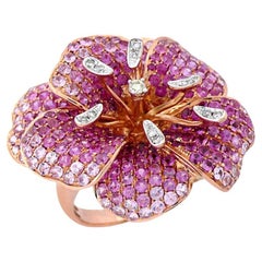 Anello in oro rosa 18 carati con zaffiro rosa, diamante bianco e diamante fantasia Lilli Diamond
