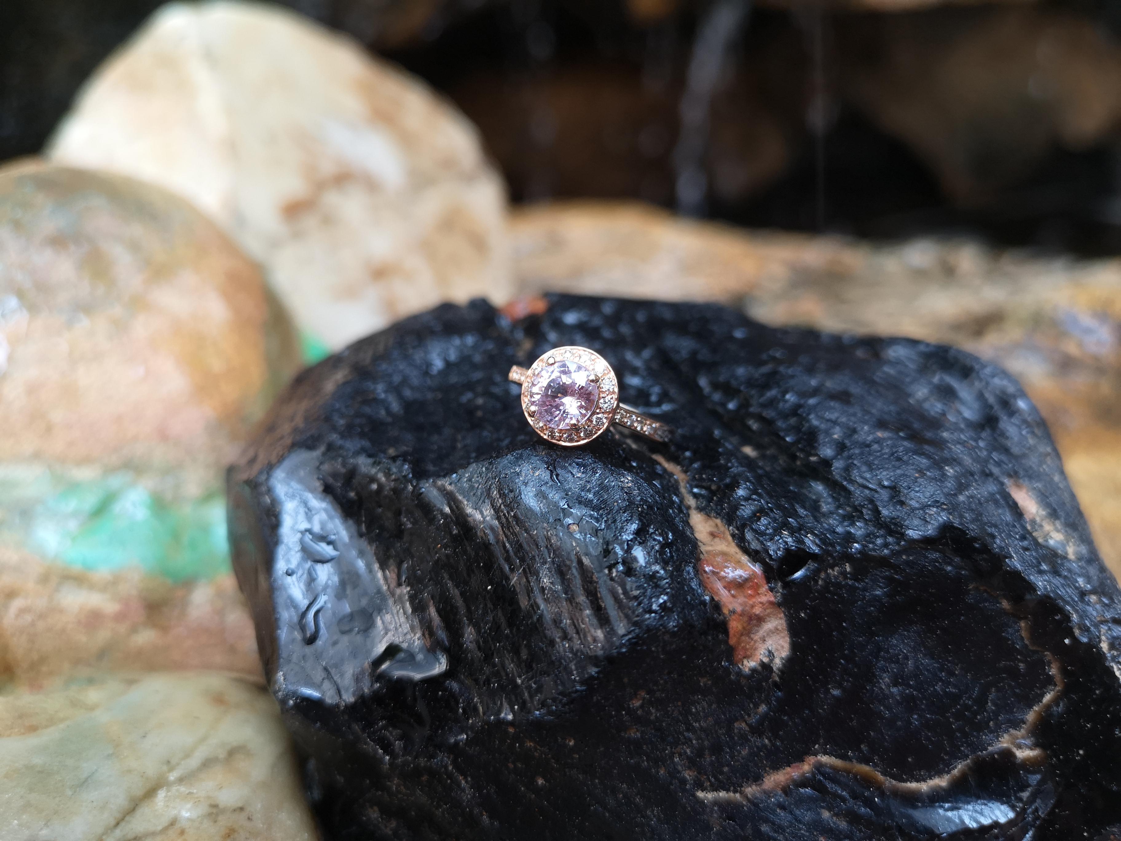 Contemporary Pink Sapphire with Brown Diamond Ring Set in 18 Karat Rose Gold Settings For Sale
