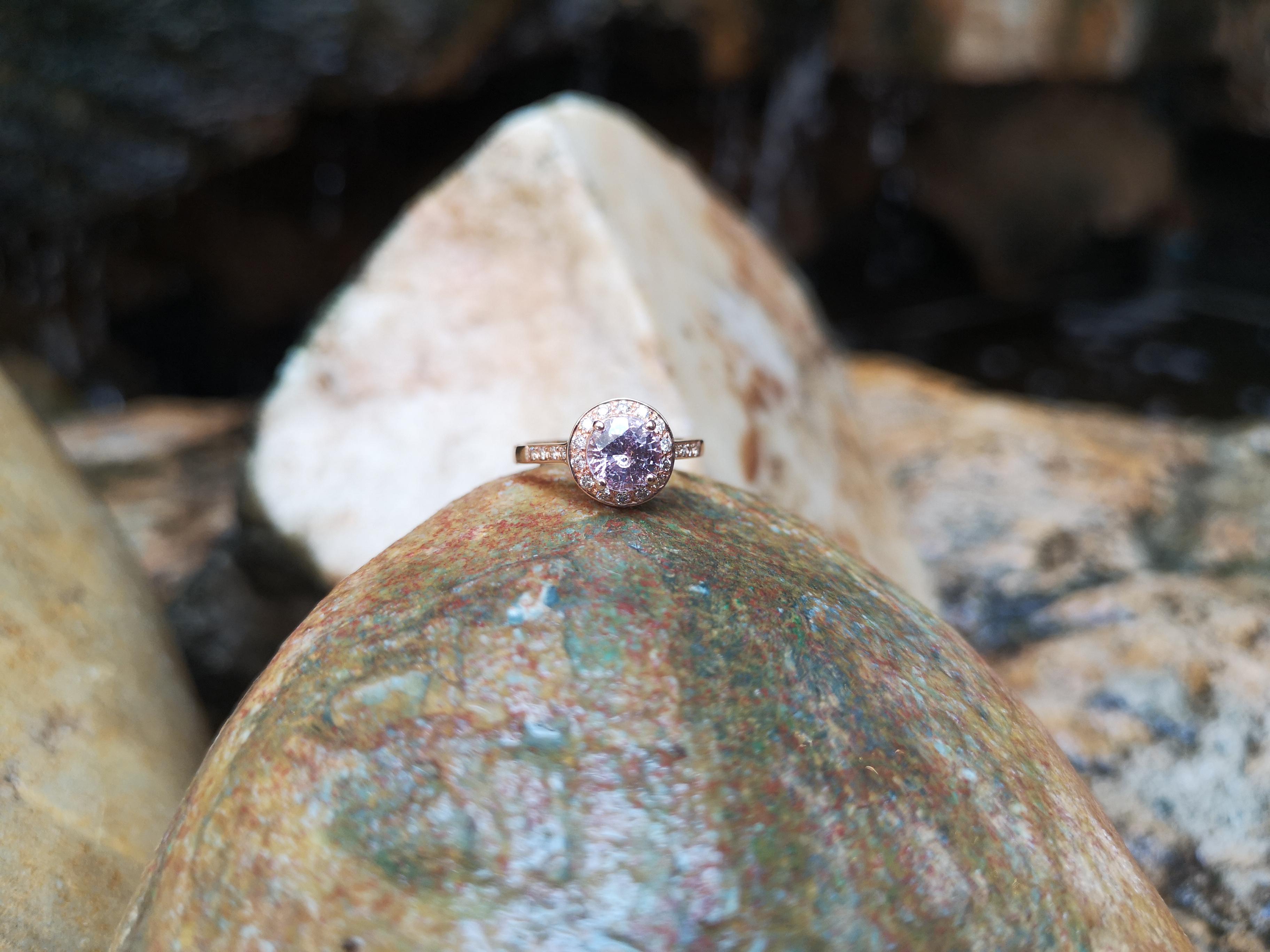 Pink Sapphire with Brown Diamond Ring Set in 18 Karat Rose Gold Settings For Sale 2