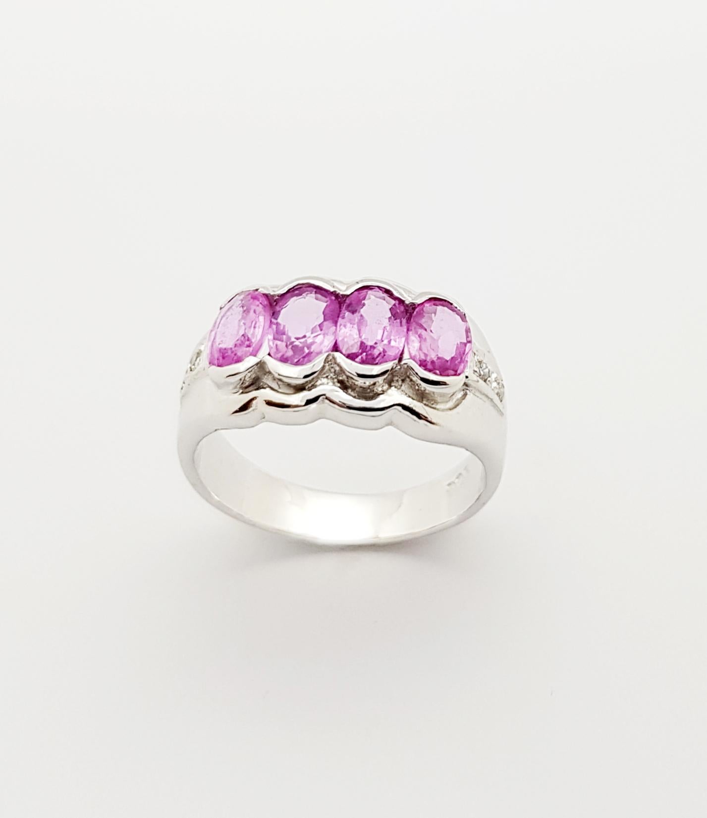 Ring mit rosa Saphir und kubischem Zirkon in Silberfassung im Angebot 5