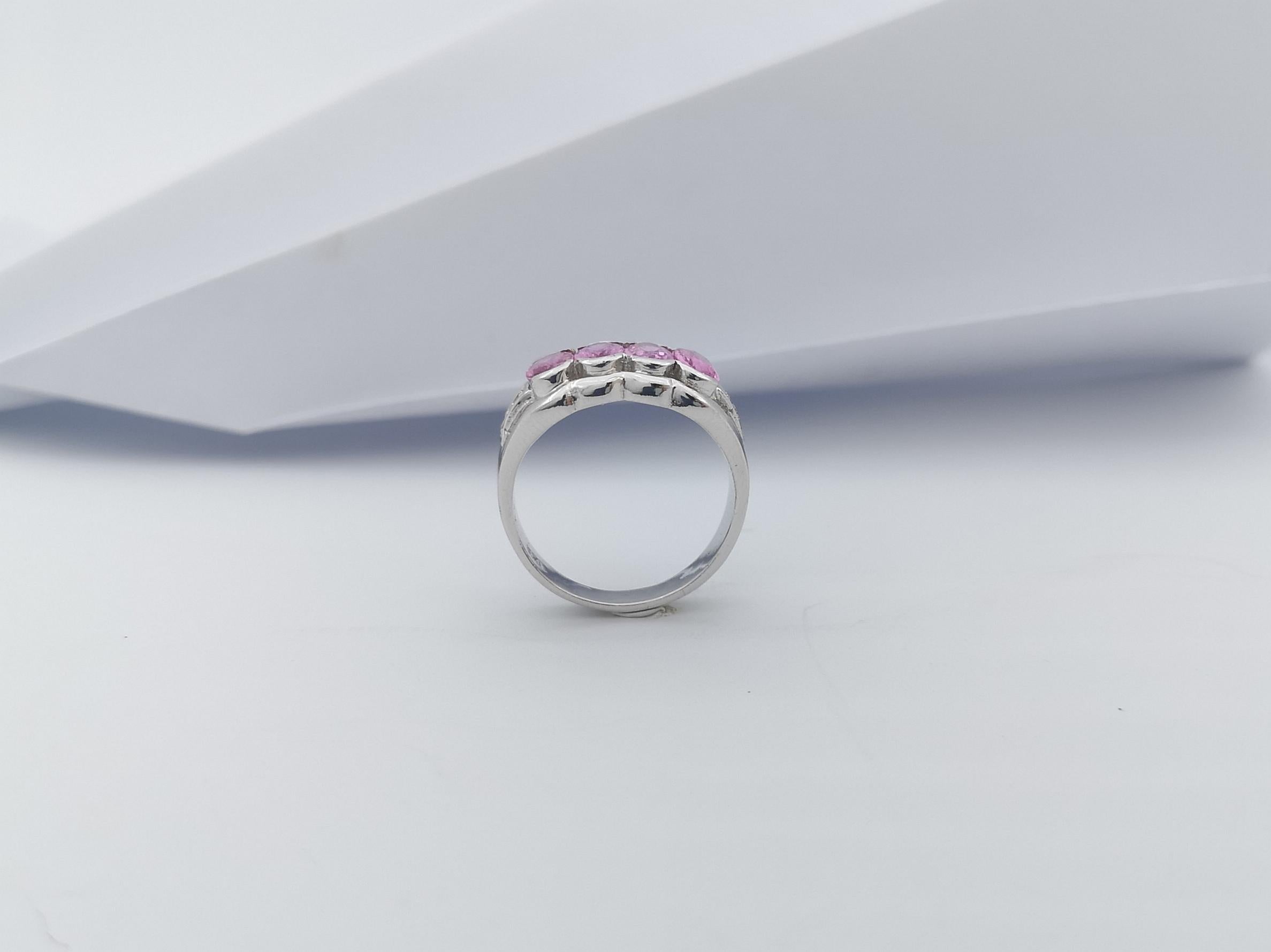 Ring mit rosa Saphir und kubischem Zirkon in Silberfassung im Angebot 6