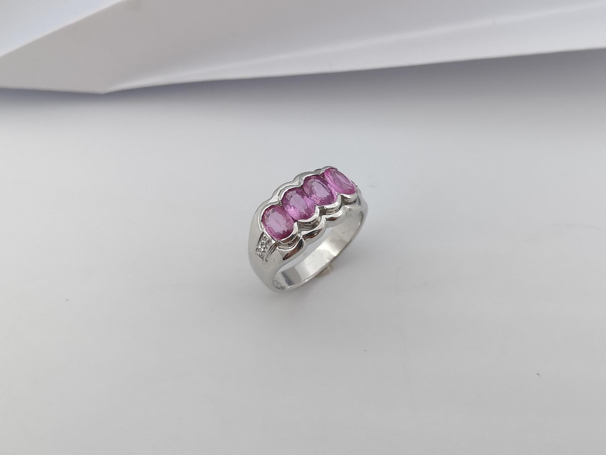Ring mit rosa Saphir und kubischem Zirkon in Silberfassung im Angebot 7