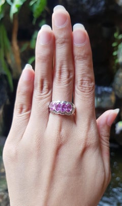 Pink Sapphire with Cubic Zirconia Ring set in Silver Settings