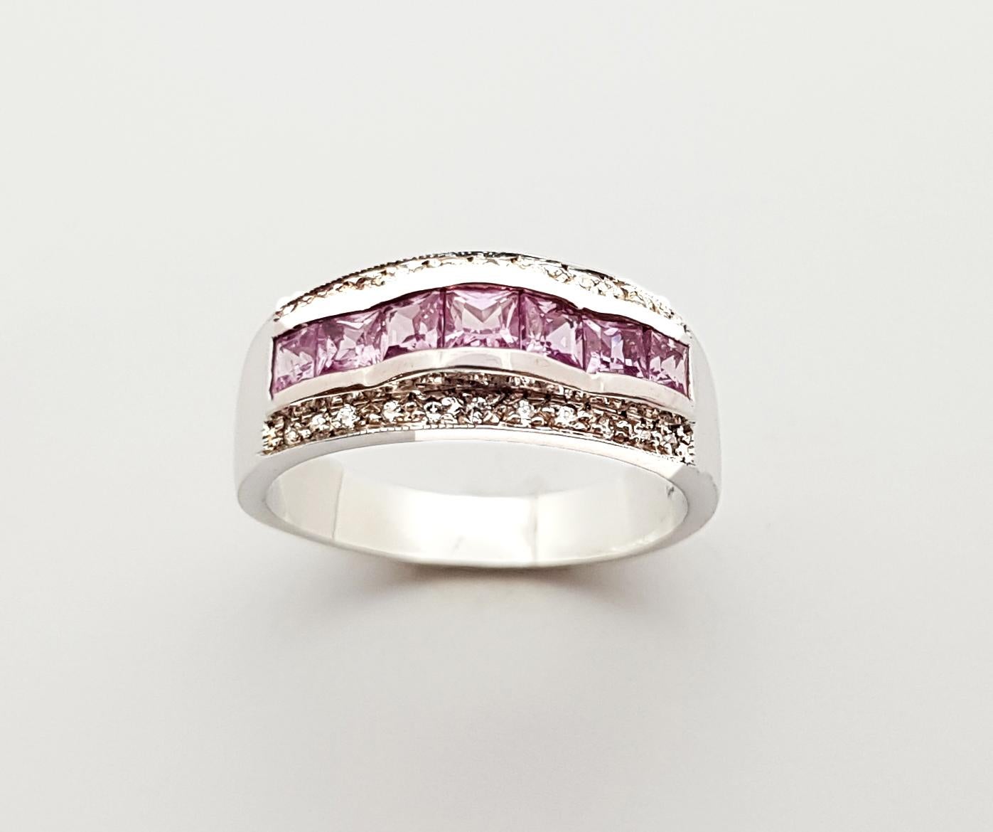 Women's Pink Sapphire with Cubic Zirconia Ring set in Silver Settings For Sale