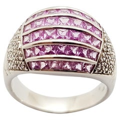 Pink Sapphire with Cubic Zirconia Ring set in Silver Settings