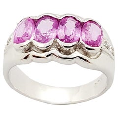 Pink Sapphire with Cubic Zirconia Ring set in Silver Settings