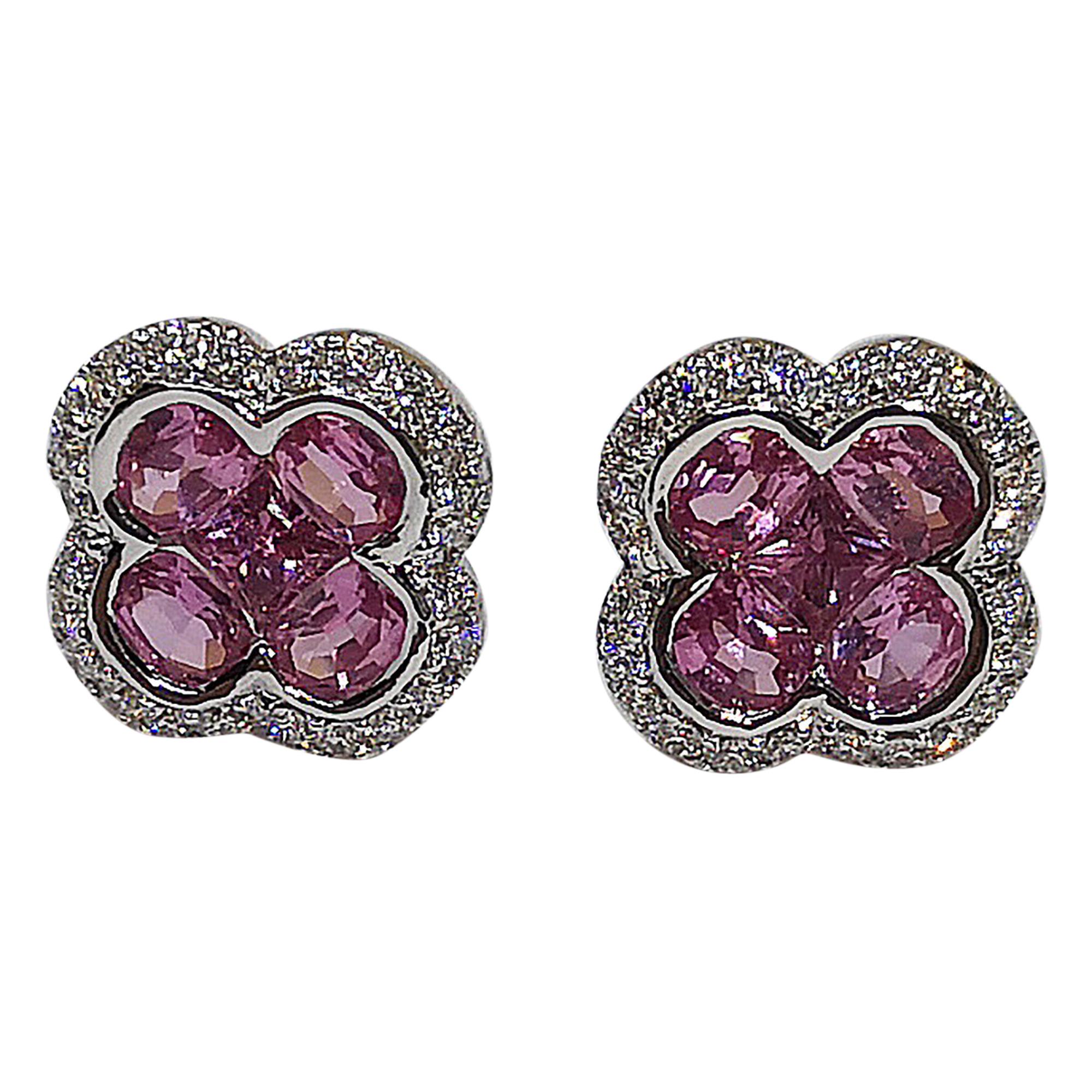Pink Sapphire Gold Disk Earrings main image 1