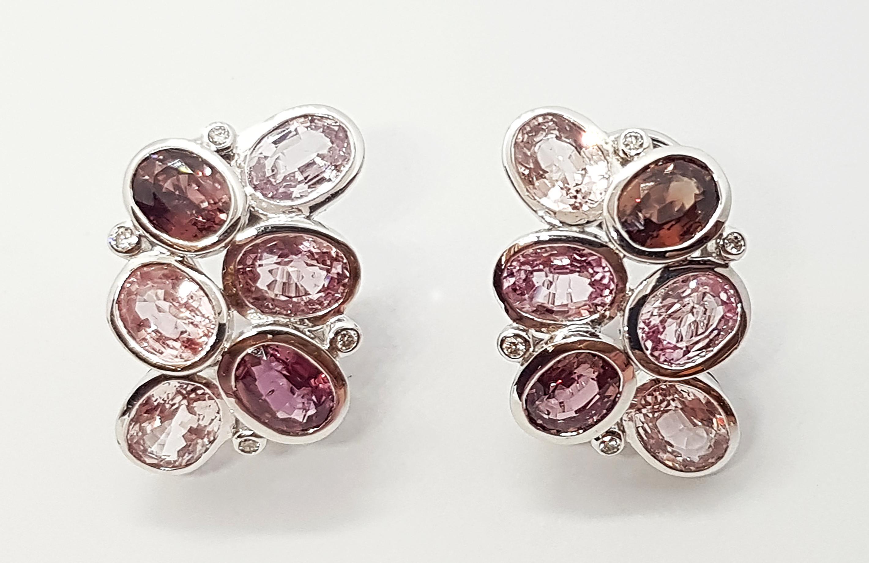 Pink Sapphire 13.48 carats with Diamond 0.12 carat Earrings set in 18 Karat White Gold Settings

Width:  1.5 cm 
Length:  2.4 cm
Total Weight: 12.77 grams

FOUNDED BY AWARD-WINNING COUPLE, NUTTAPON (KENNY) & SHAR-LINN, KAVANT & SHARART IS A FINE