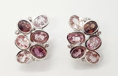 Pink Sapphire mit Diamond Ohrringe aus 18K Weißgold