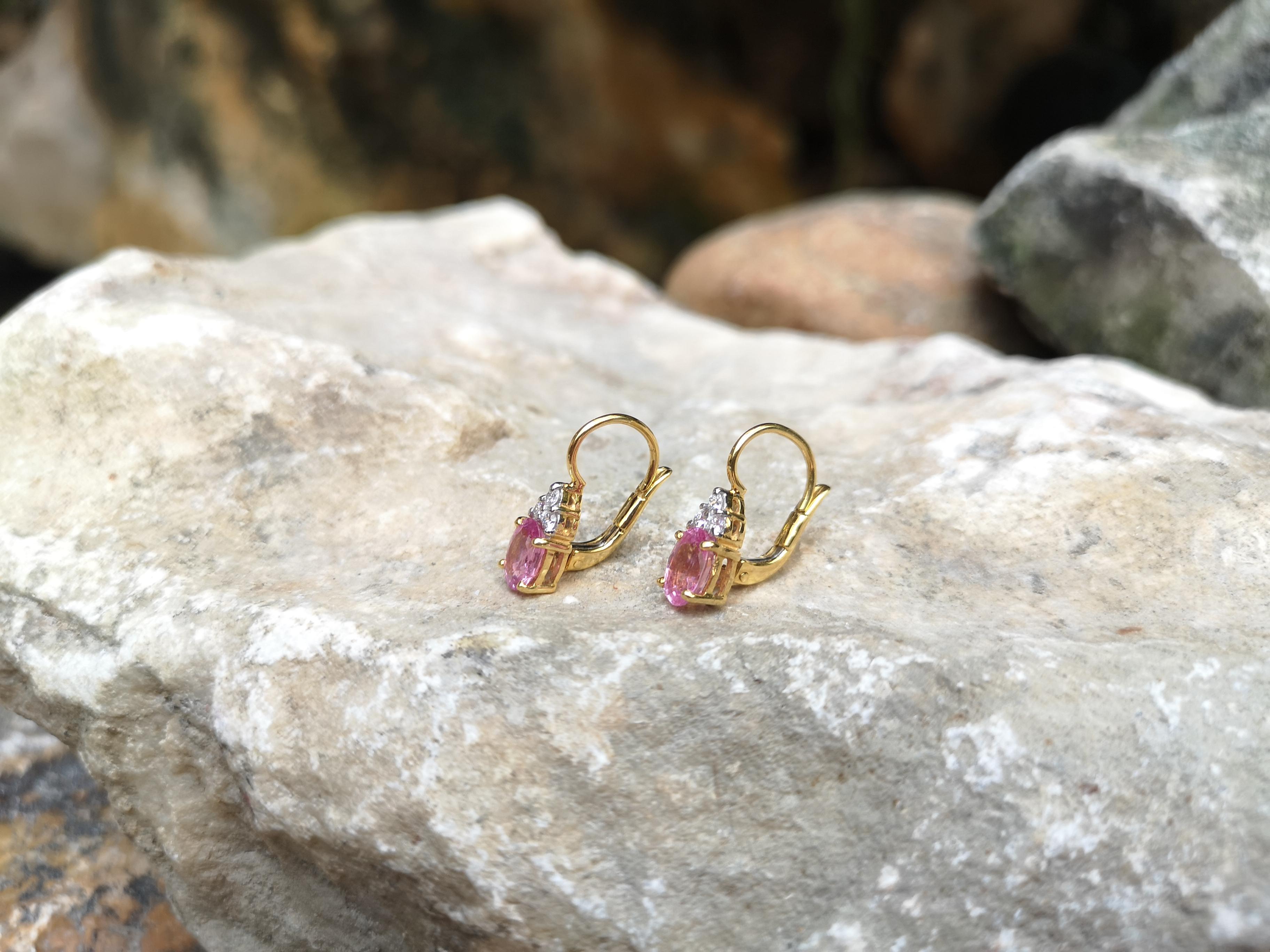 Women's Pink Sapphire with Diamond Earrings Set in 18 Karat Gold Settings
