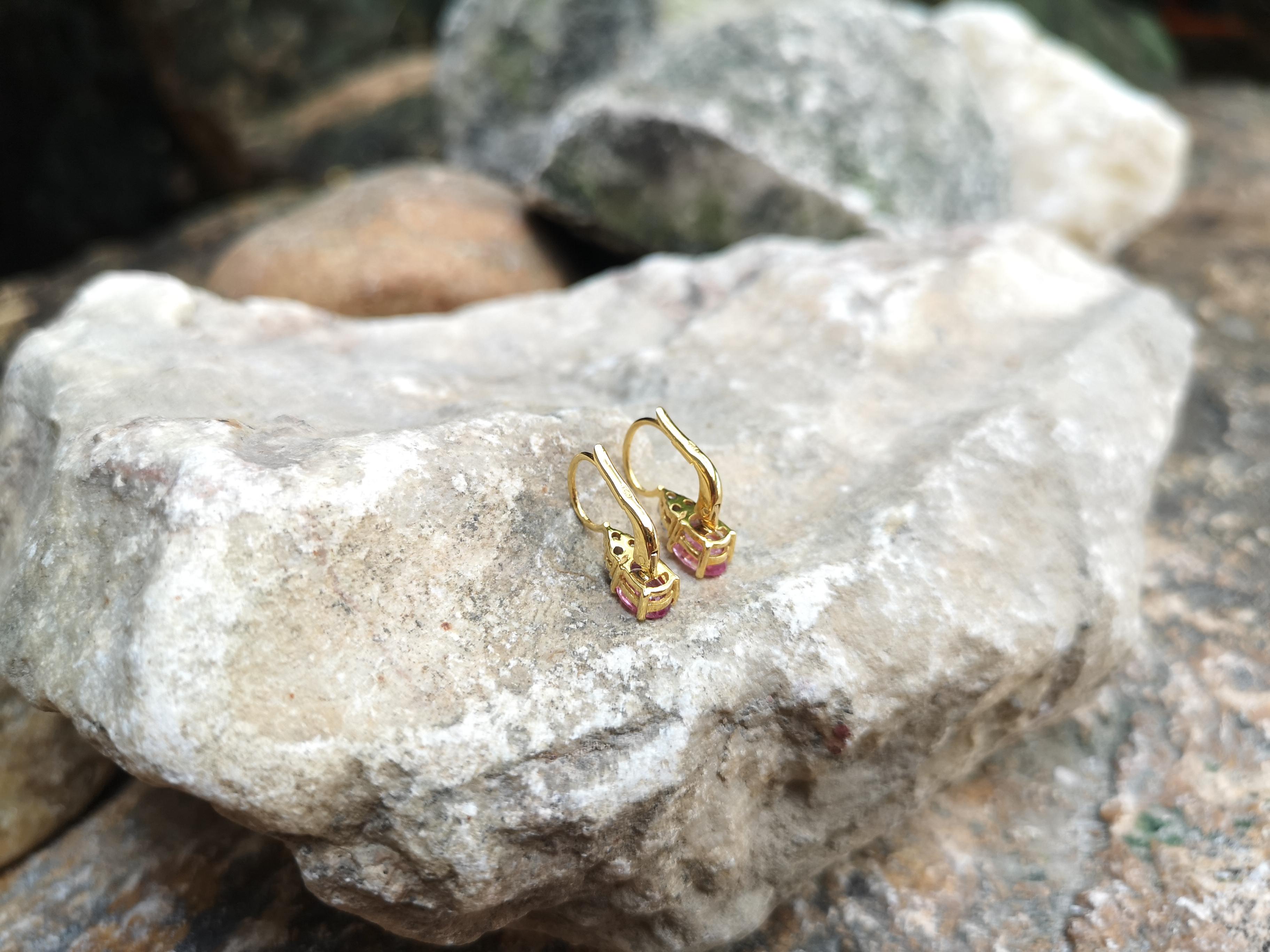 Pink Sapphire with Diamond Earrings Set in 18 Karat Gold Settings 1