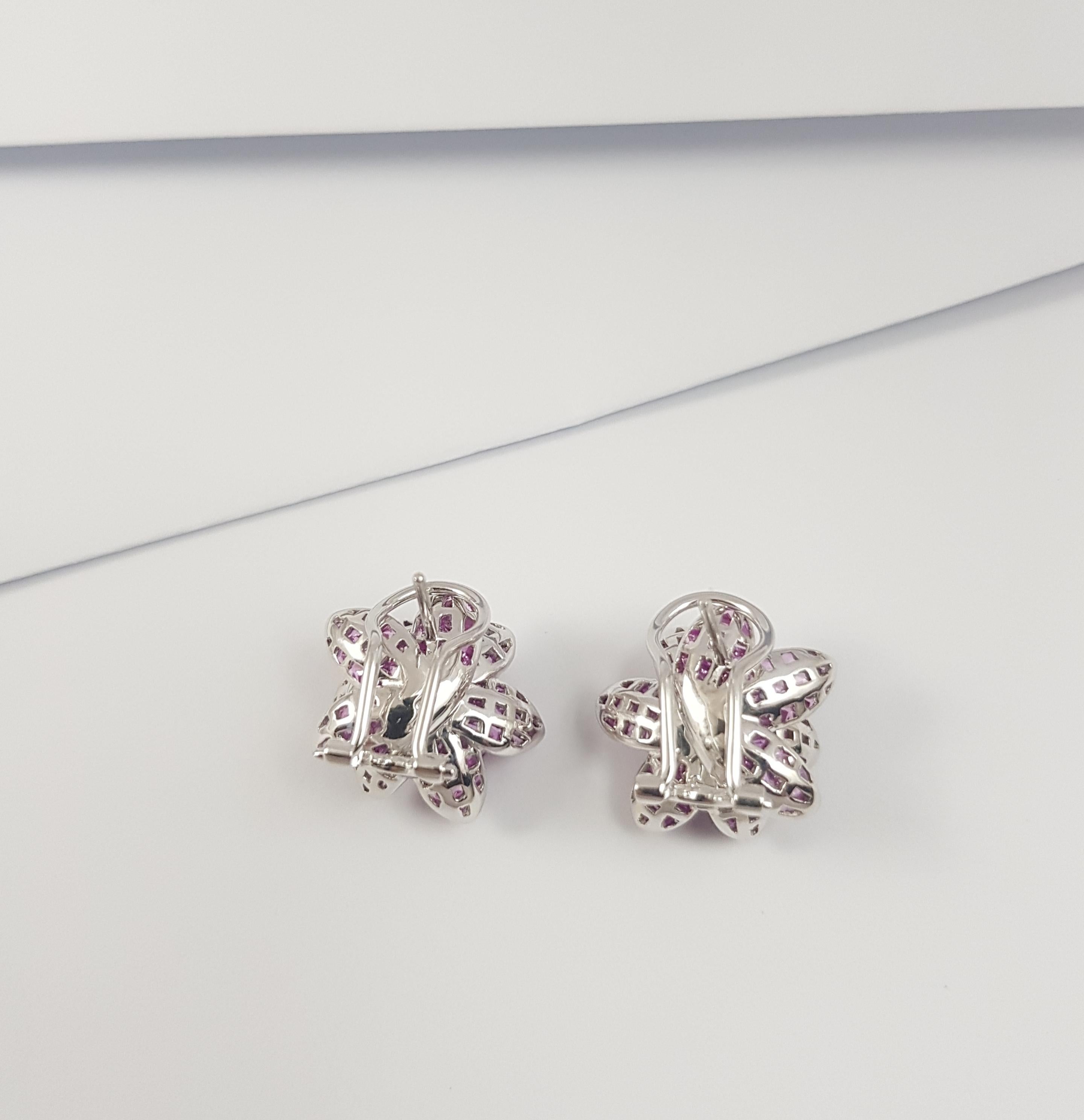 Rosa Saphir  Mit Diamant-Ohrringen aus 18 Karat Weißgold in Fassung im Angebot 2