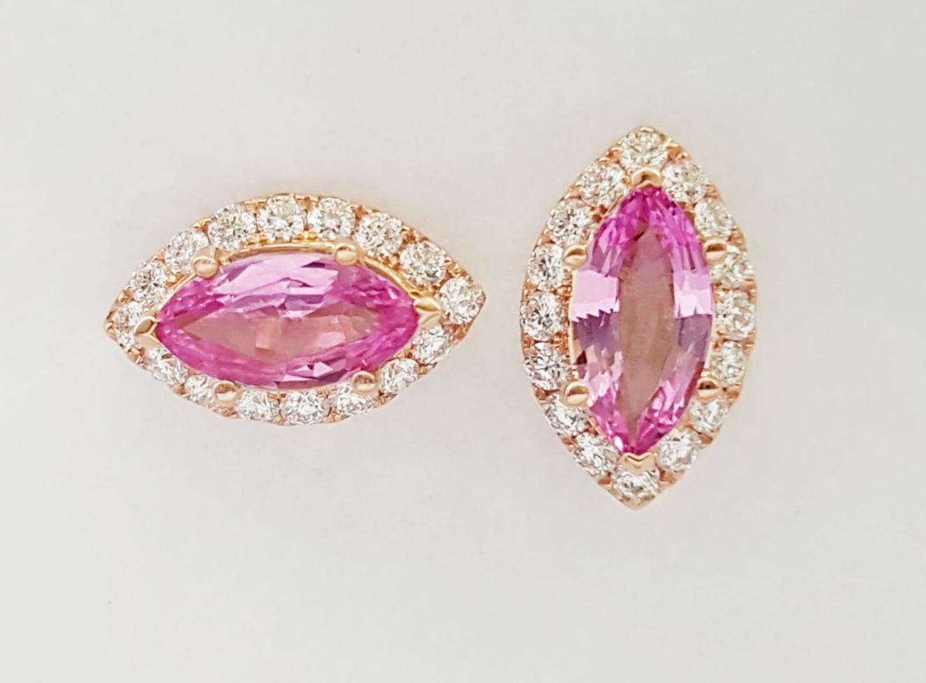 Donna Orecchini con zaffiro rosa e diamanti con montatura in oro rosa 18K in vendita
