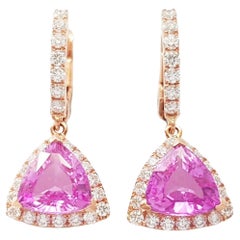 Orecchini con zaffiro rosa e diamanti con montatura in oro rosa 18K
