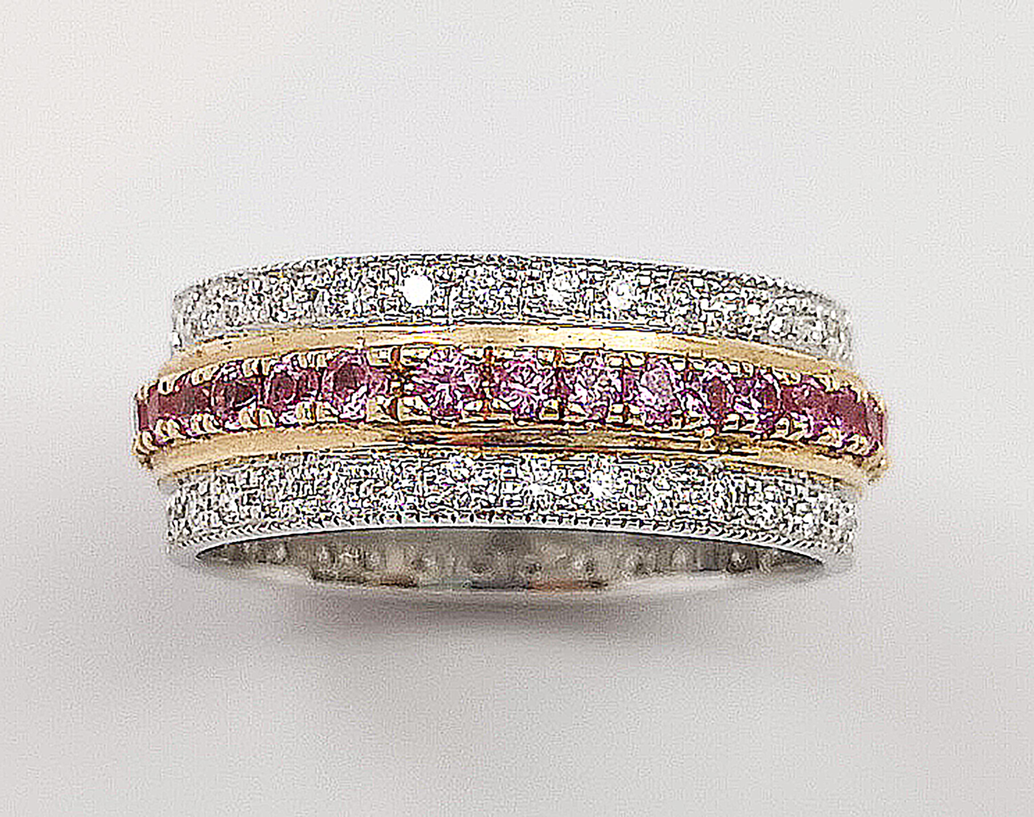 Pink Sapphire 1.04 carats with Diamond 0.64 carat Ring set in 18 Karat White Gold Settings

Diameter:  2.2 cm 
Length: 0.7 cm
Ring Size: 57
Total Weight: 6.47 grams

