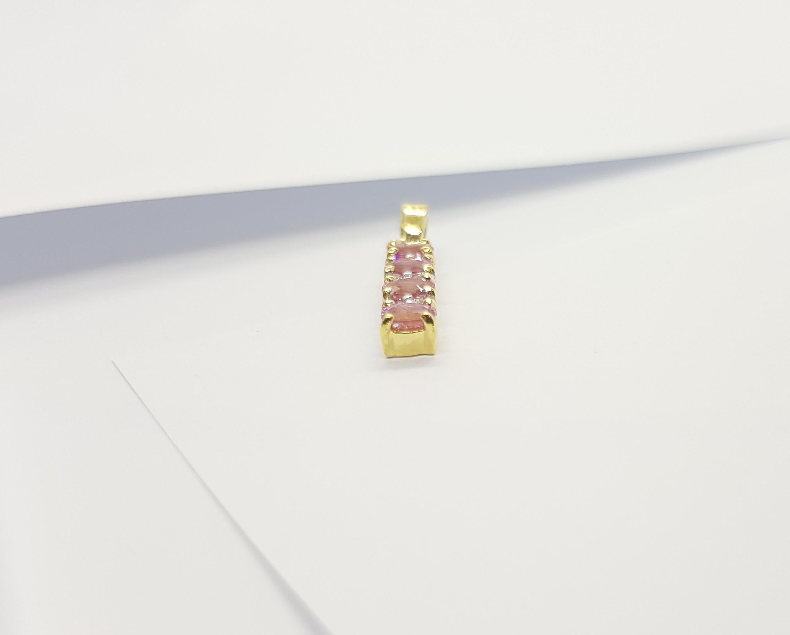 Oval Cut Pink Sapphire with Diamond Pendant set in 18 Karat Gold Settings For Sale