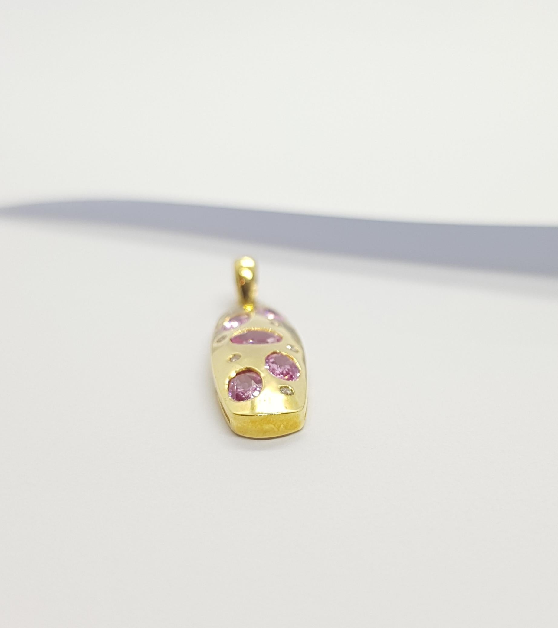 Women's Pink Sapphire with Diamond Pendant set in 18 Karat Gold Settings For Sale