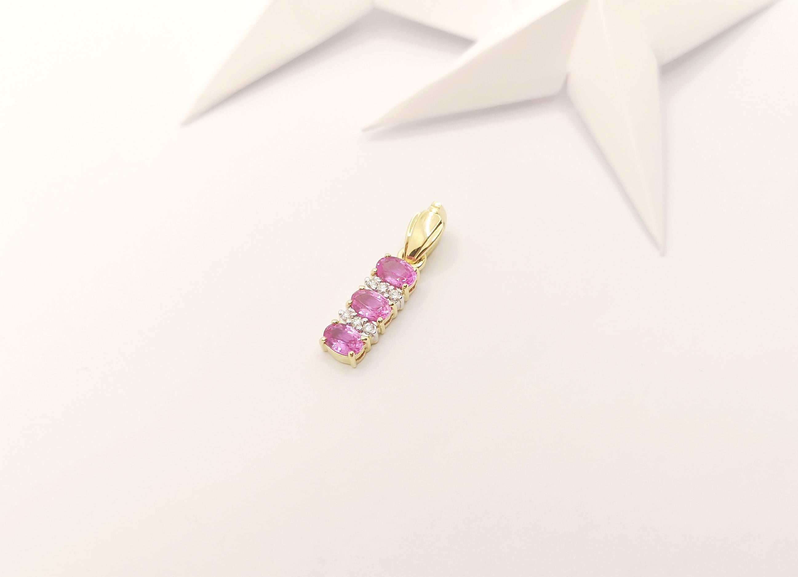 Pink Sapphire with Diamond Pendant Set in 18 Karat Gold Settings For Sale 1