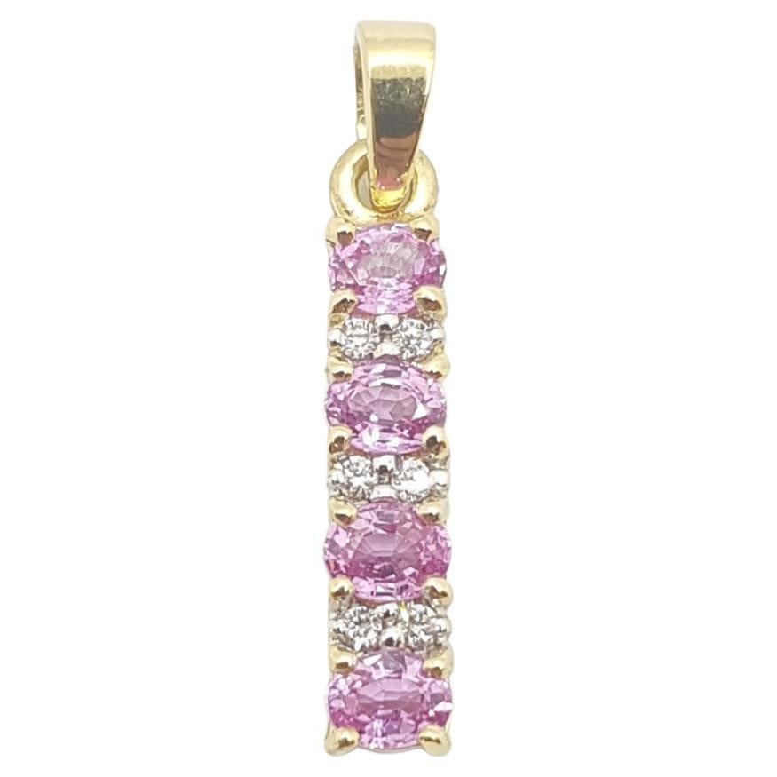 Pink Sapphire with Diamond Pendant set in 18 Karat Gold Settings For Sale