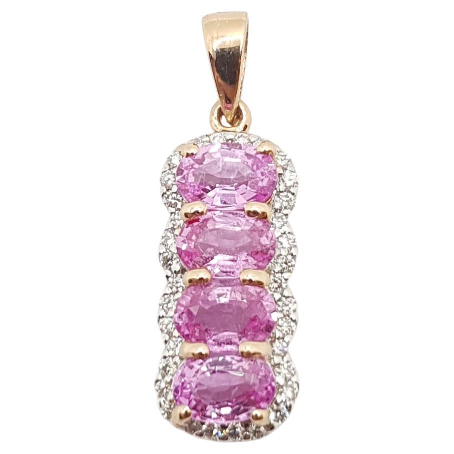 Pink Sapphire with Diamond Pendant Set in 18 Karat Rose Gold Settings For Sale