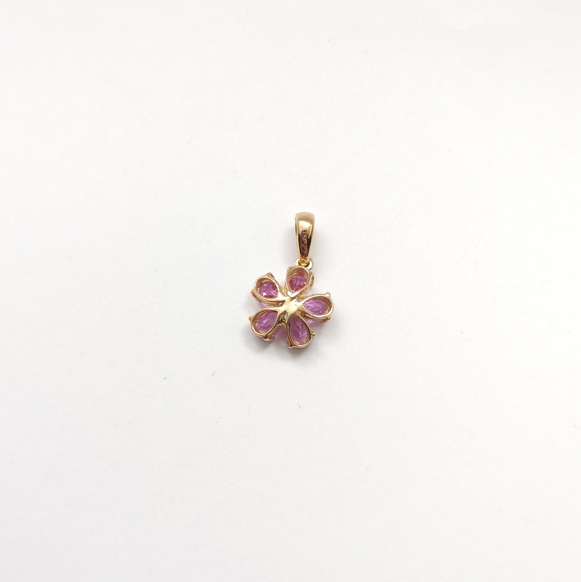 Women's Pink Sapphire with Diamond Pendant set in 18K Rose Gold Settings For Sale