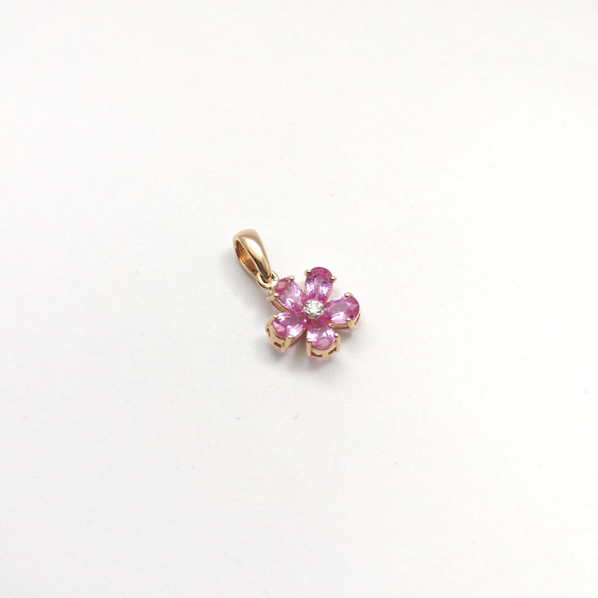 Pink Sapphire with Diamond Pendant set in 18K Rose Gold Settings For Sale 1