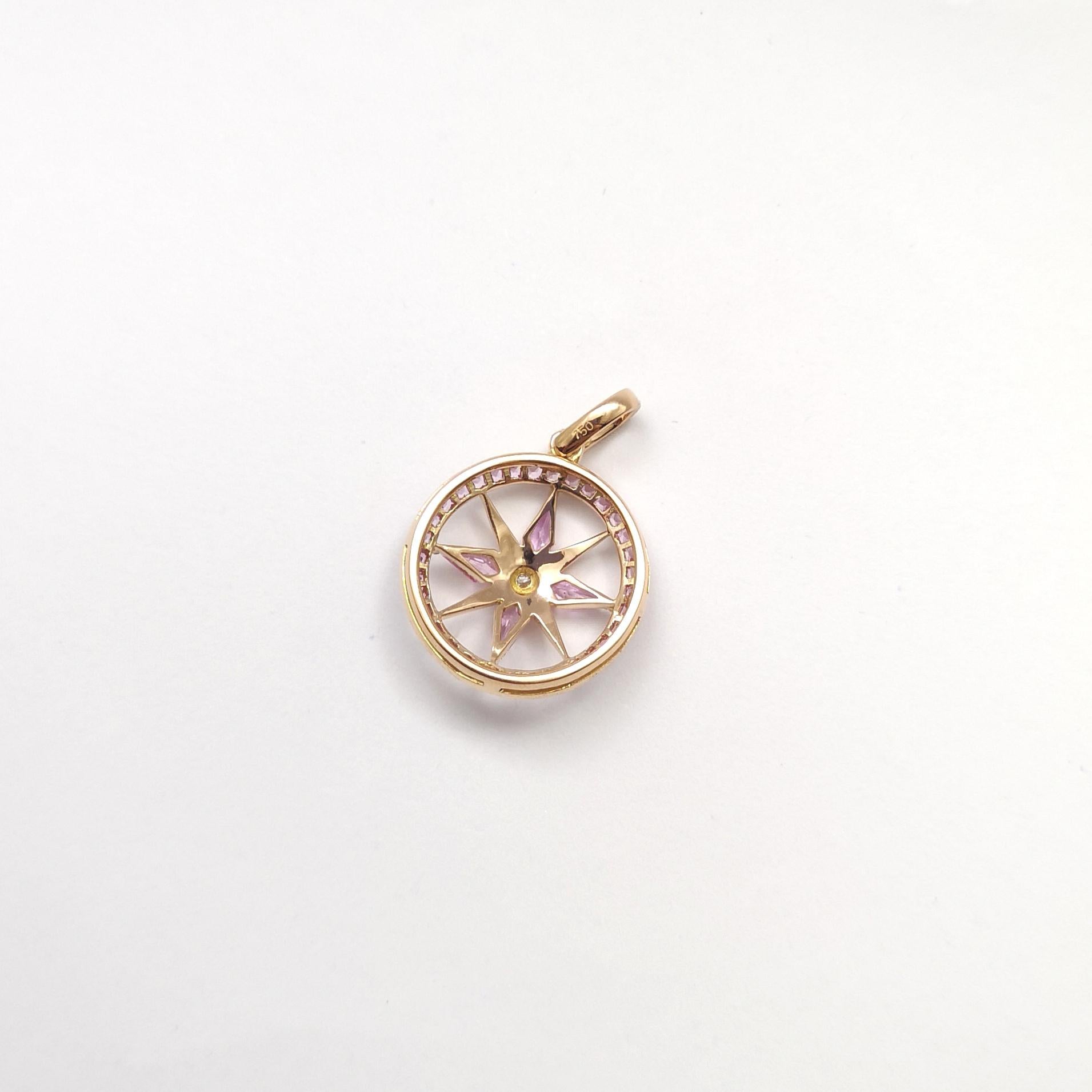 Ciondolo con zaffiro rosa e diamante con montatura in oro rosa 18 carati in vendita 1
