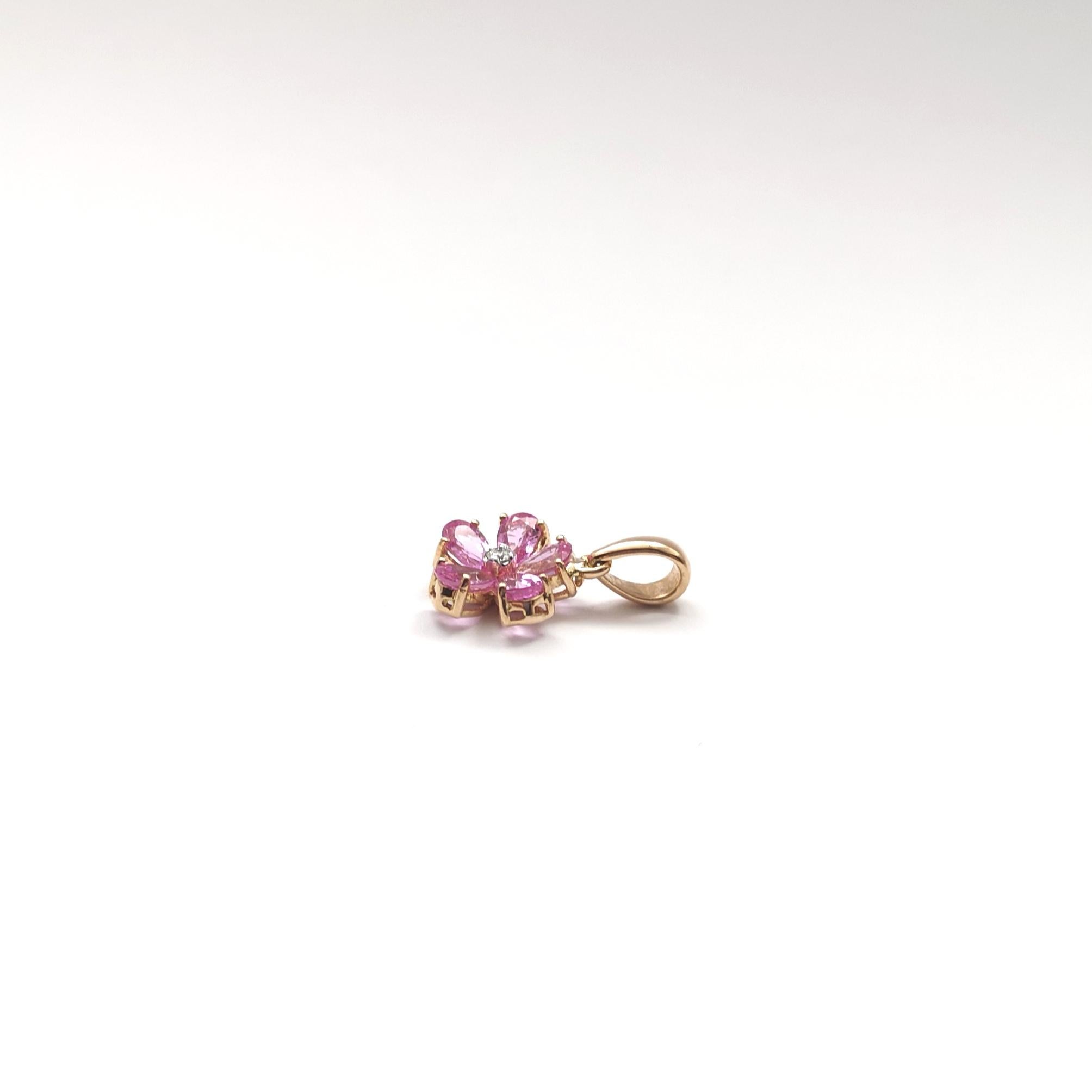Pink Sapphire with Diamond Pendant set in 18K Rose Gold Settings For Sale 2