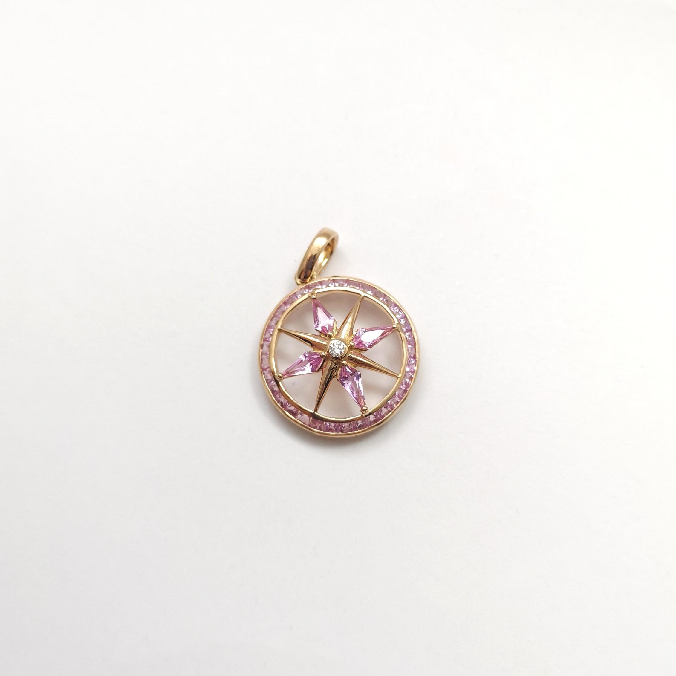 Ciondolo con zaffiro rosa e diamante con montatura in oro rosa 18 carati in vendita 2