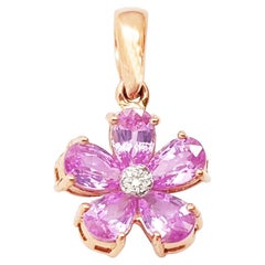 Pink Sapphire with Diamond Pendant set in 18K Rose Gold Settings