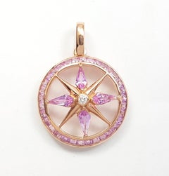 Pink Sapphire with Diamond Pendant set in 18K Rose Gold Settings