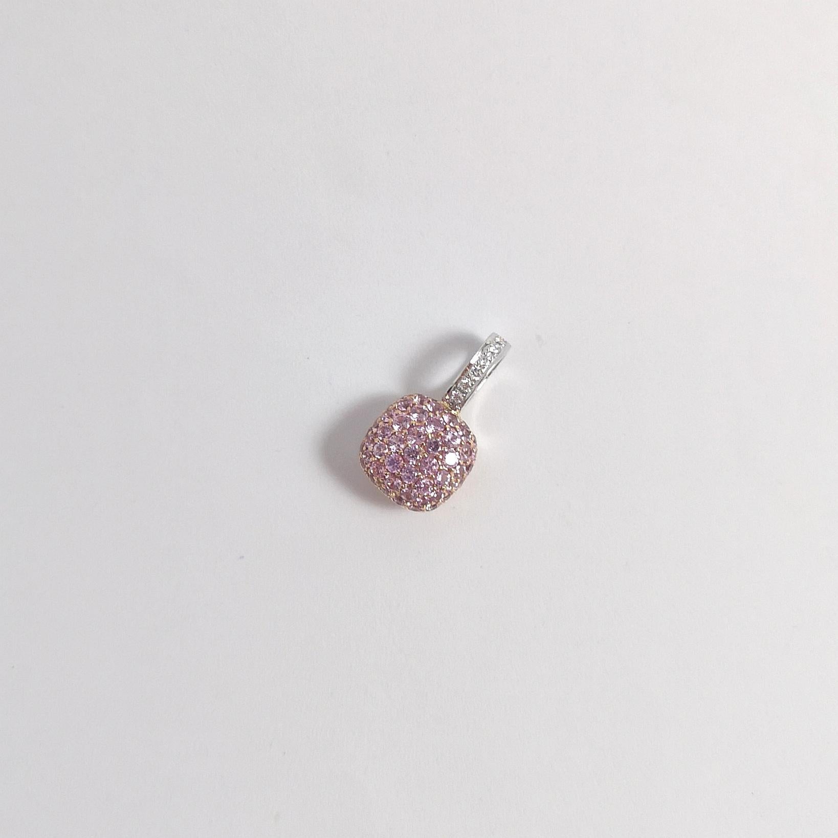 Ciondolo con zaffiro rosa e diamante con montatura in oro rosa/bianco 18 carati In condizioni Nuovo in vendita a Bangkok, TH