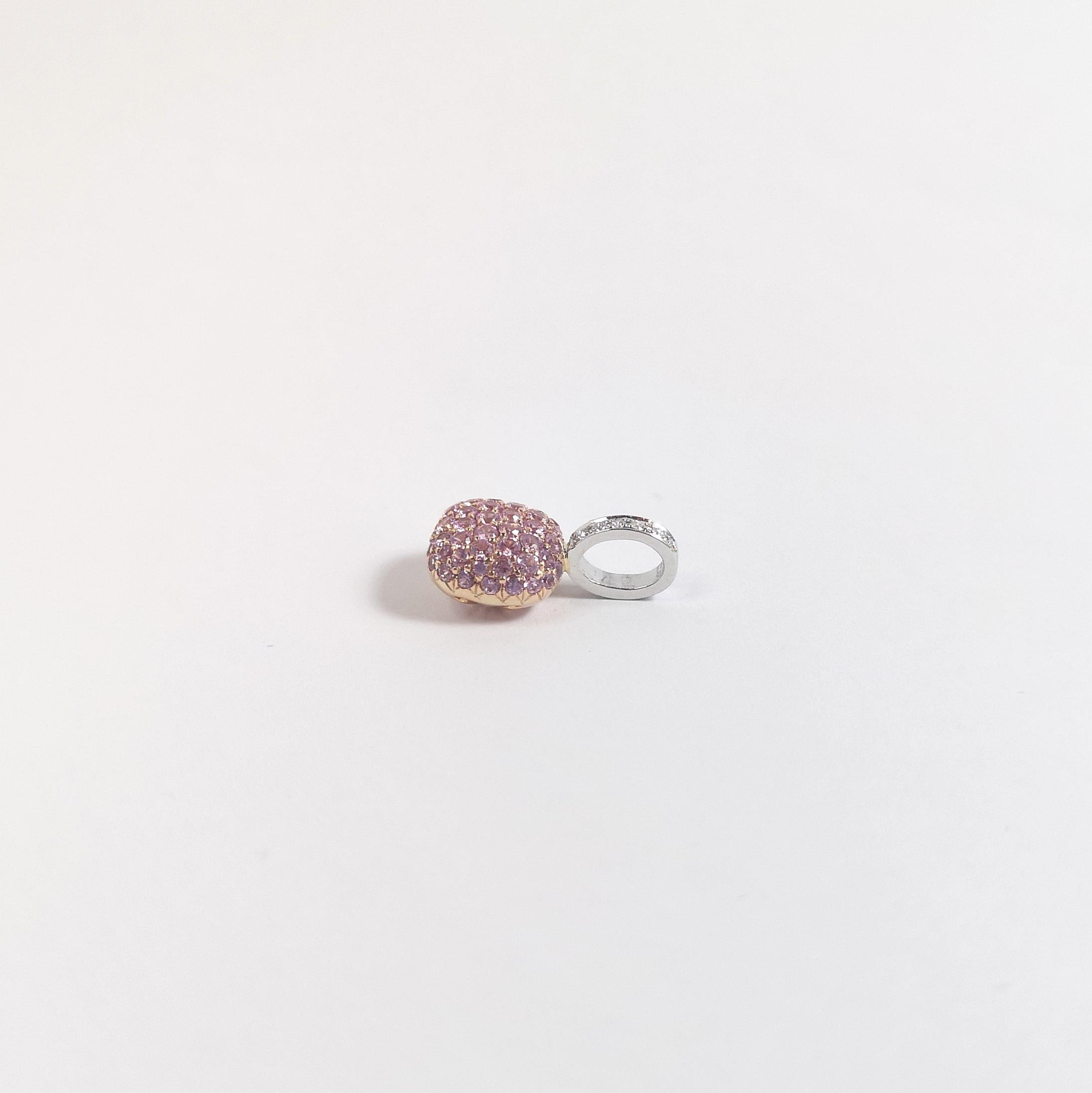 Donna Ciondolo con zaffiro rosa e diamante con montatura in oro rosa/bianco 18 carati in vendita