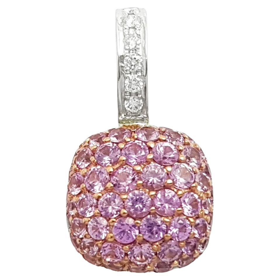 Pink Sapphire with Diamond Pendant set in 18K Rose/White Gold Settings