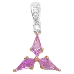Pink Sapphire with Diamond Pendant set in 18K Rose/White Gold Settings