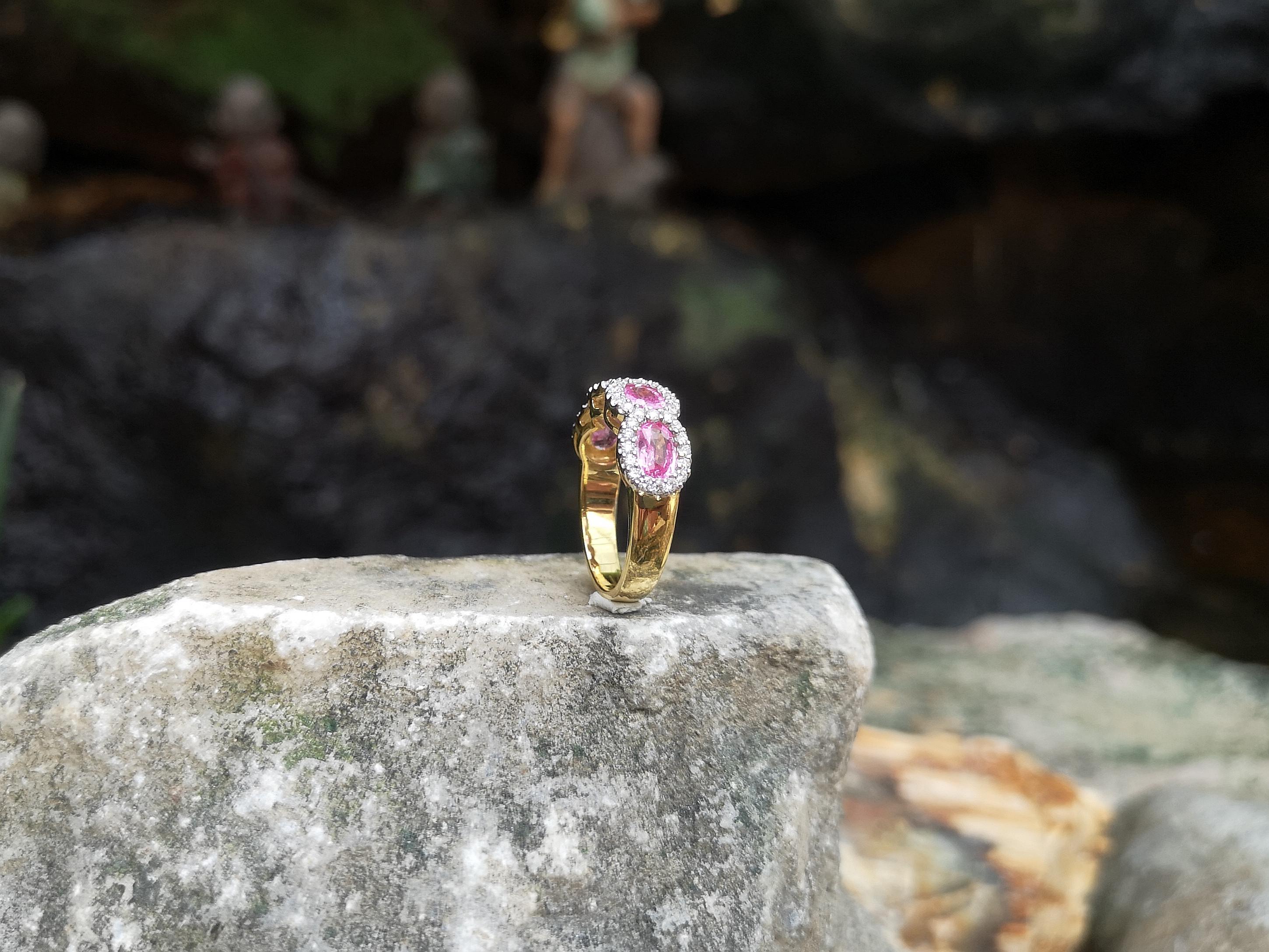 Pink Sapphire with Diamond Ring set in 18 Karat Gold Settings For Sale 1