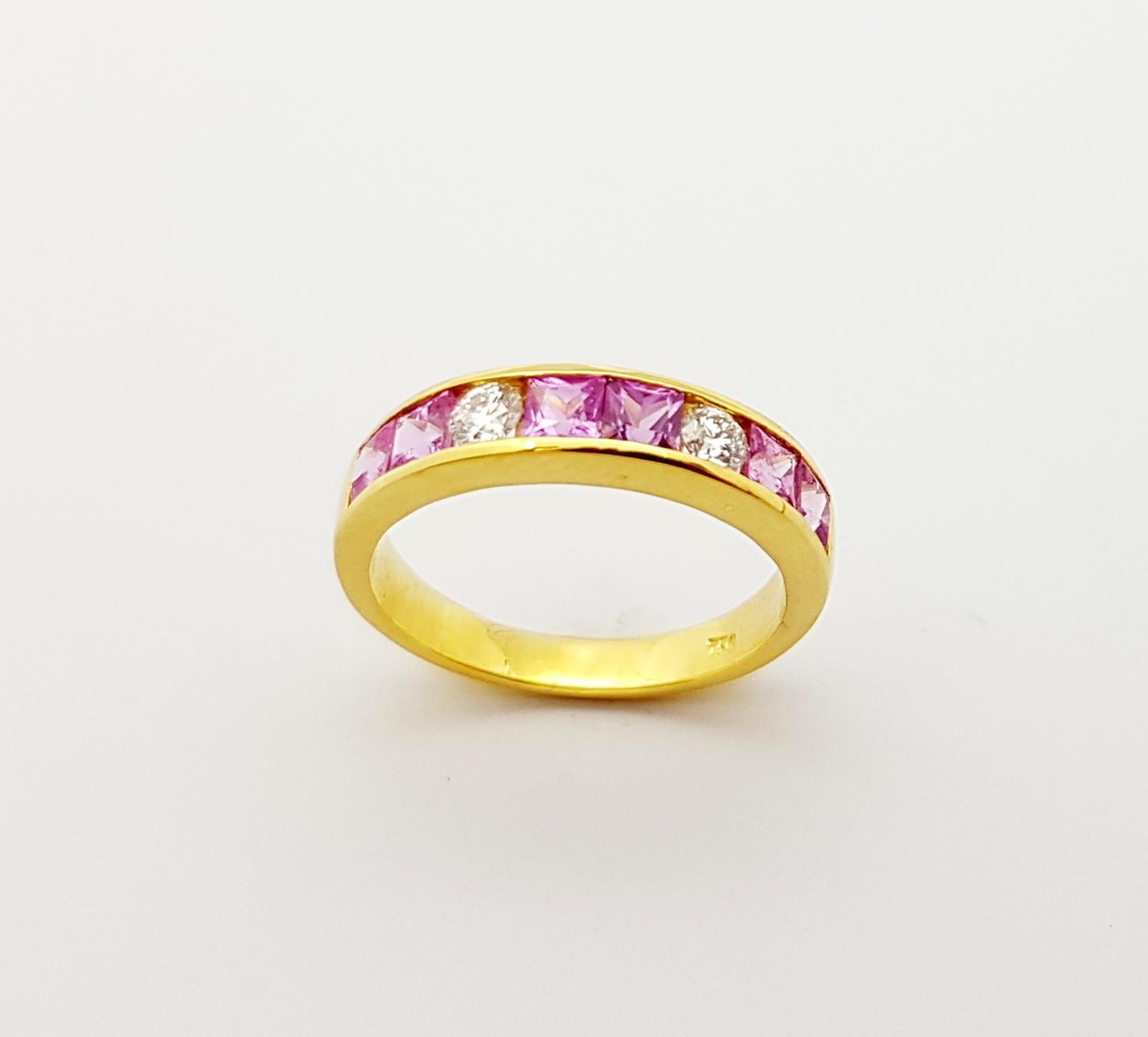Pink Sapphire with Diamond Ring set in 18 Karat Gold Settings For Sale 1