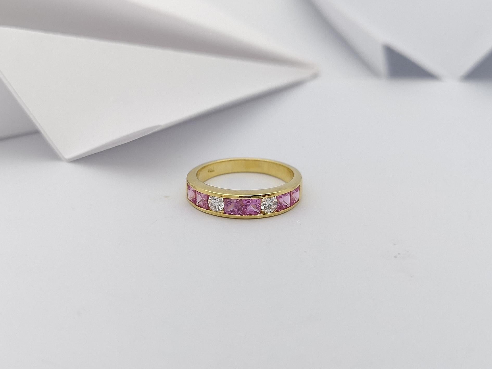 Pink Sapphire with Diamond Ring set in 18 Karat Gold Settings For Sale 2