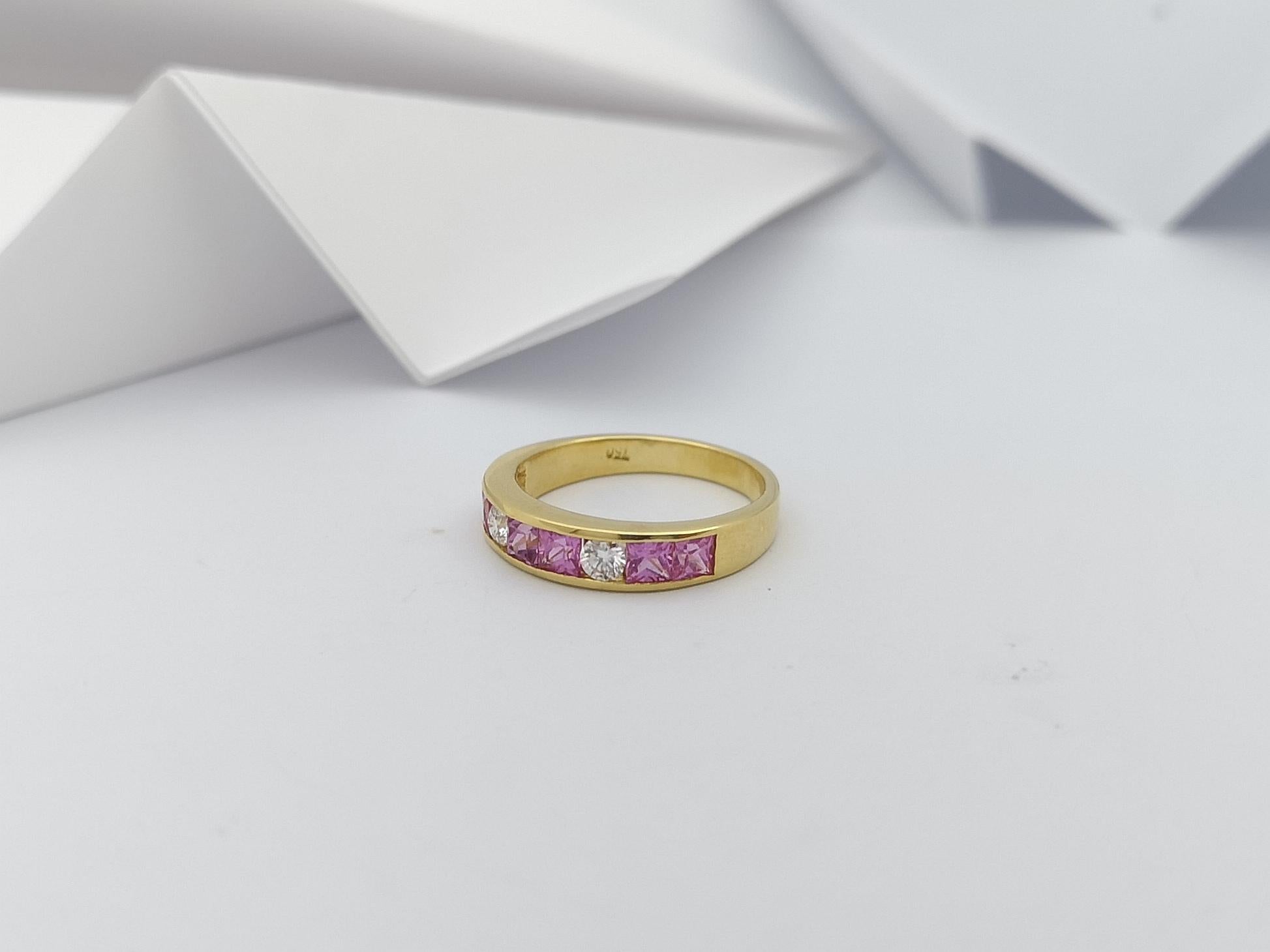 Pink Sapphire with Diamond Ring set in 18 Karat Gold Settings For Sale 3