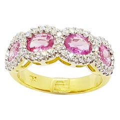Bague en or 18 carats sertie de saphirs roses et de diamants