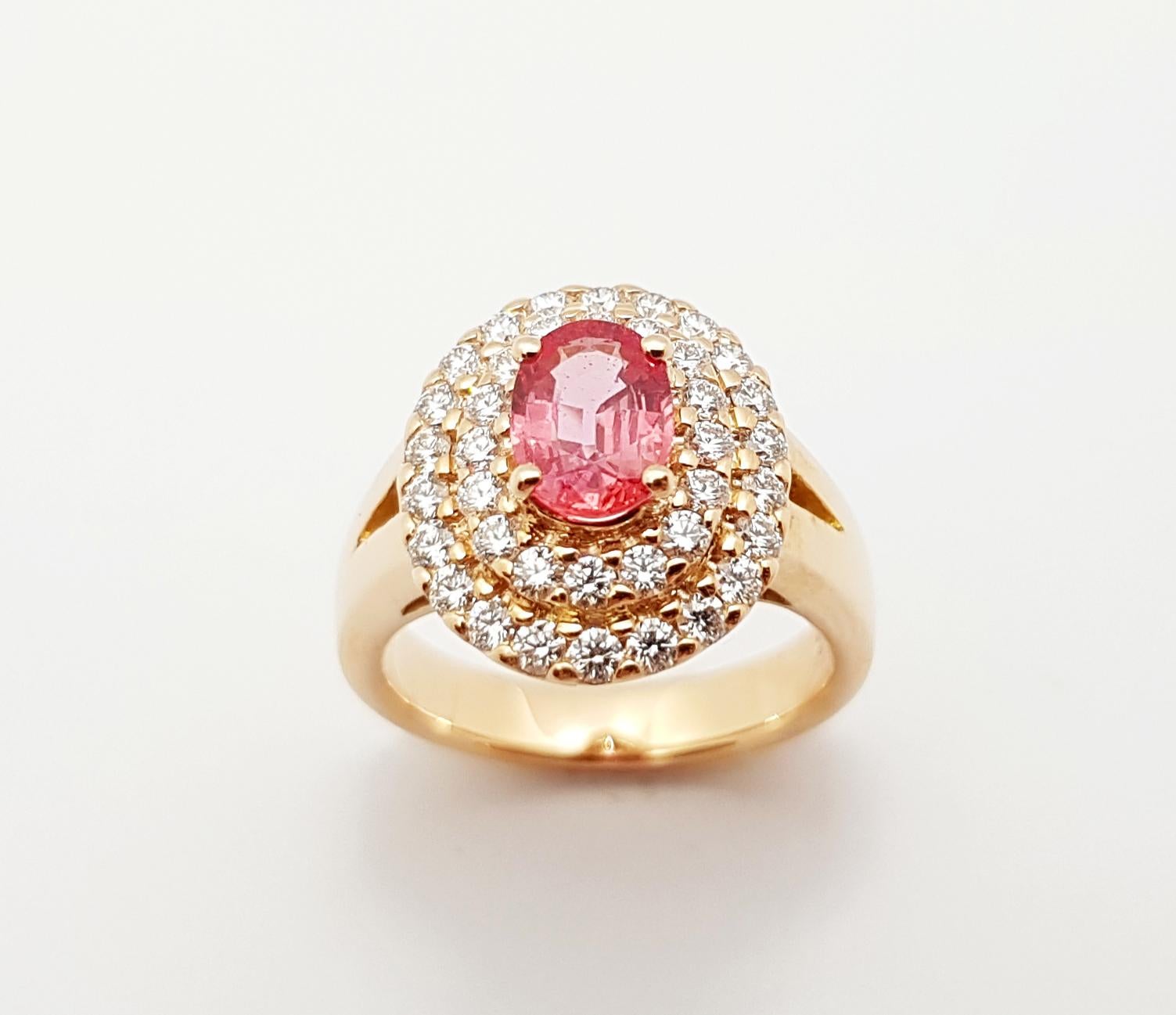 Ring mit rosa rosa Saphir und Diamant in 18 Karat Roségoldfassung 4